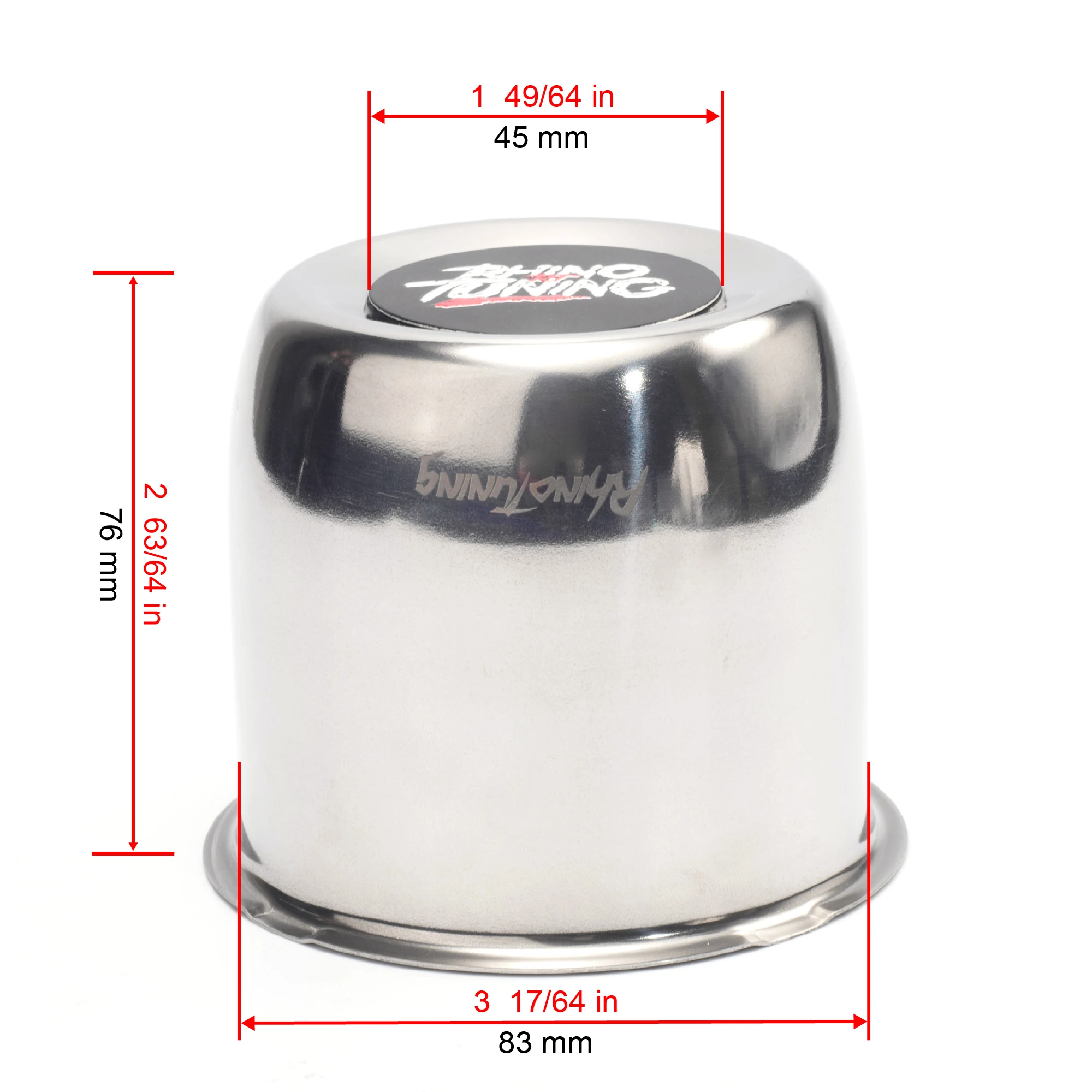 3.31in Push Through Center Cap For 83mm Trailer/Truck Rim Stainless Steel Hub Cover Bore 3.19in Tall With Logo Accessoriess