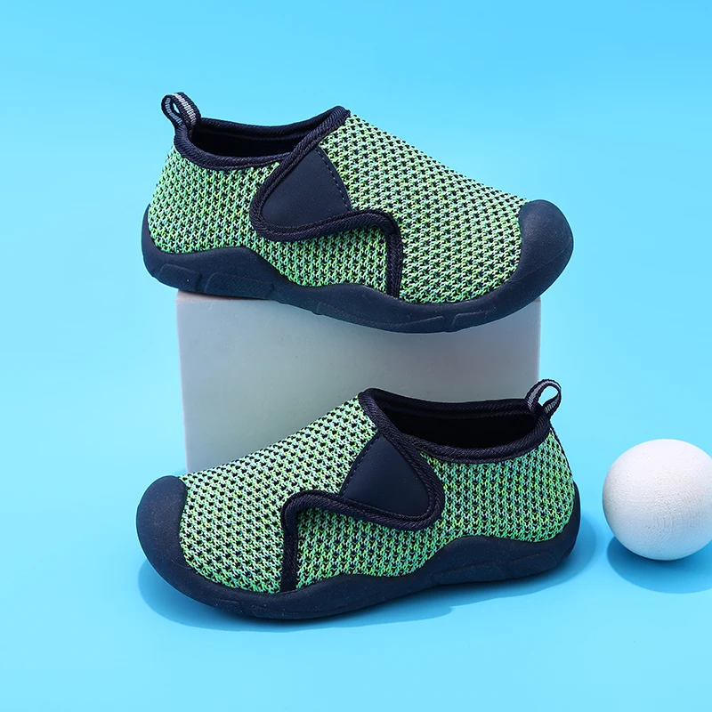 Kids Breathable Mesh Sneakers Anti-Collision Toe Slip On Casual Shoes Toddler Boys Girls Soft Non-Slip Rubber Sole Indoor Outdoo