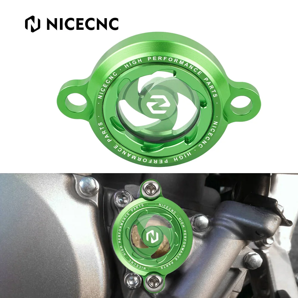 NICECNC Engine Oil Filter Cap Cover Guard Protector For Kawasaki KX250 2019-2022 KX250F 2005-2019 2018 KX250XC 2021 KX250X 2022