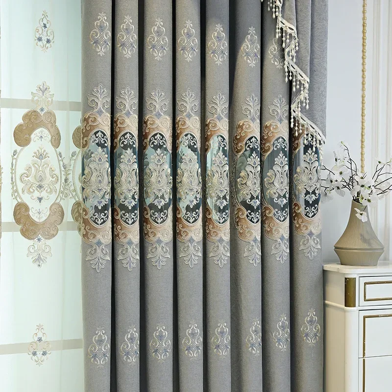 Luxury Curtains for Living Room 2024 European Style Curtain Shading Embroidery Light Luxury Curtains for Living Room Dining Room