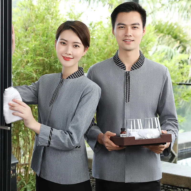 Uniforme de livres à manches courtes pour femmes, vêtements de travail d'automne, manches longues, chambre d'hôtel, propriété, tante WaClaCleaner