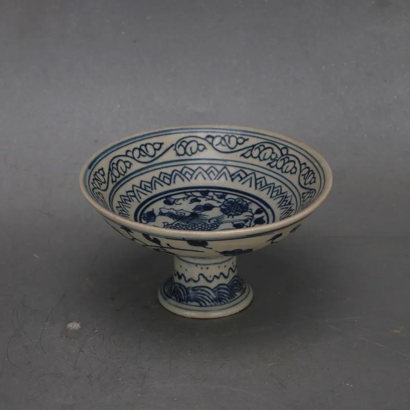 

Мин синий и белый Qilin тарелка с фруктами на высоких ножках античная фарфоровая вся ручная роспись классический орнамент для украшения дома