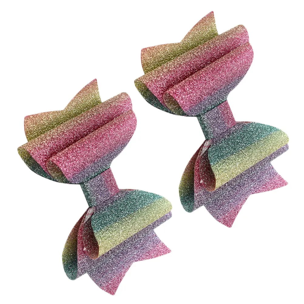 

2pcs Rainbow Gradient Hair Clips Fashion Accessories for Women Iridescent Triple Layer Barrette Graceful Headdresses
