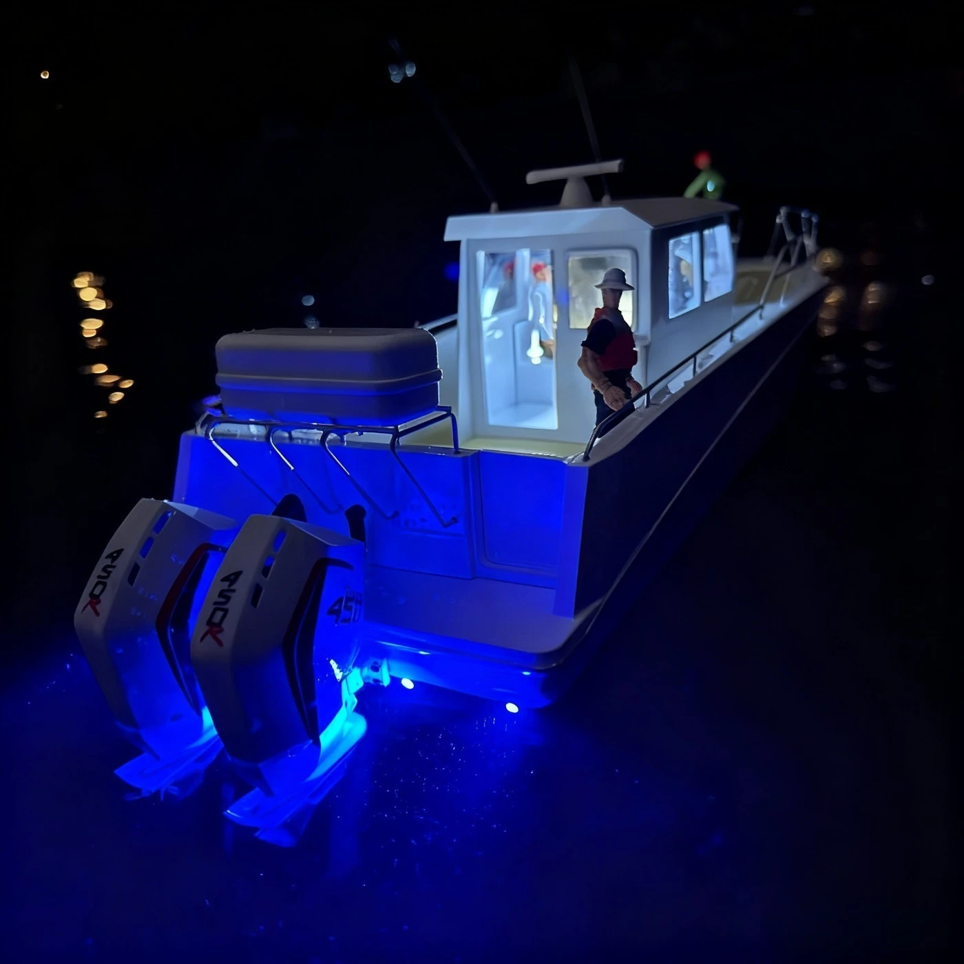 Bateau de pêche à Double moteur hors-bord RC de 80cm, avec lumières imprimées en 3D, formant modèle Schiffe RC, jouet de bateau RTR