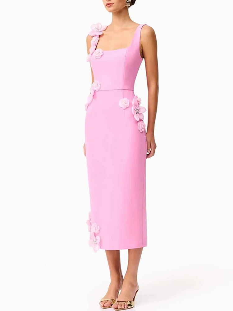 Robe longue à fleurs pour femmes, Sexy, col carré, écharpe, sans manches, Jersey, motif Floral, moulante, robes de soirée élégantes