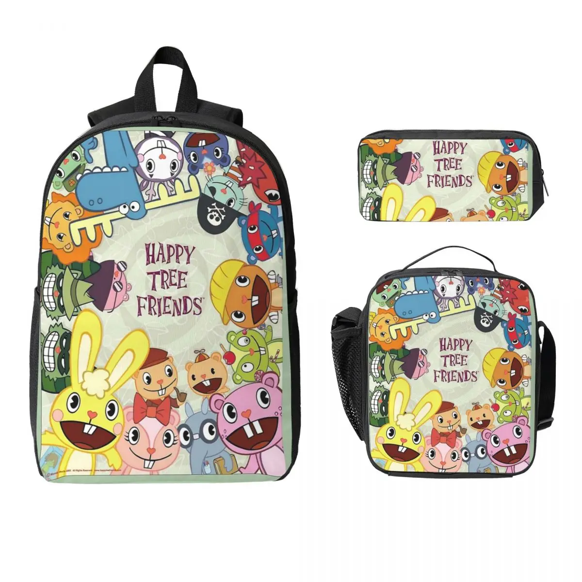

Happy Tree Friends Backpack Student Boys Girls BookBag School Bag Laptop Shoulder Bags 3ps Insulated Lunch Bag Pencil Case