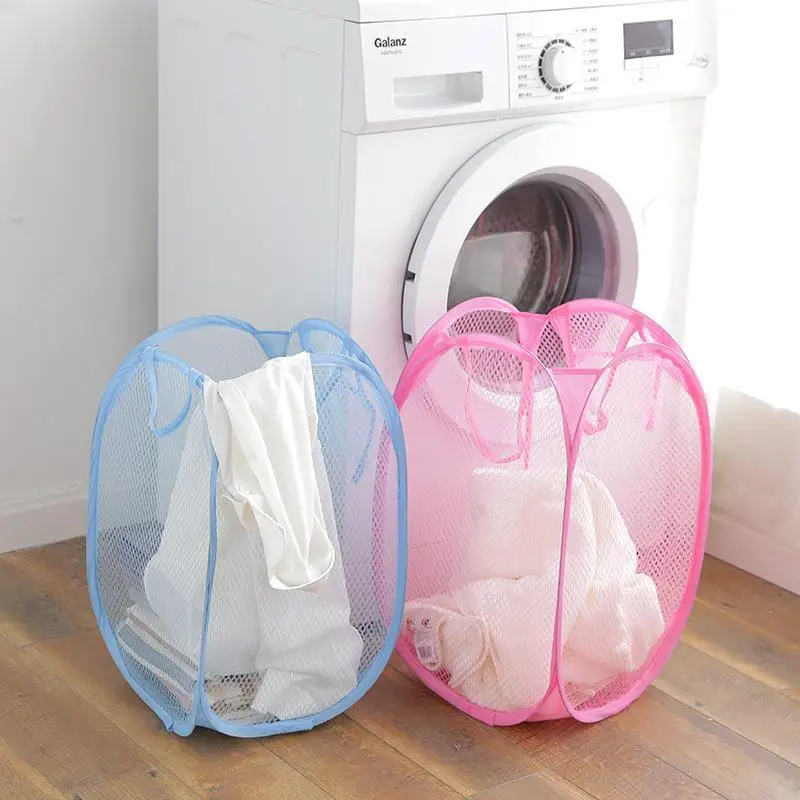 Foldable Color Mesh Clothes Dirty Clothes Basket Household Mesh Dirty Clothes Basket Storage Basket Storage Bucket Laundry Baske