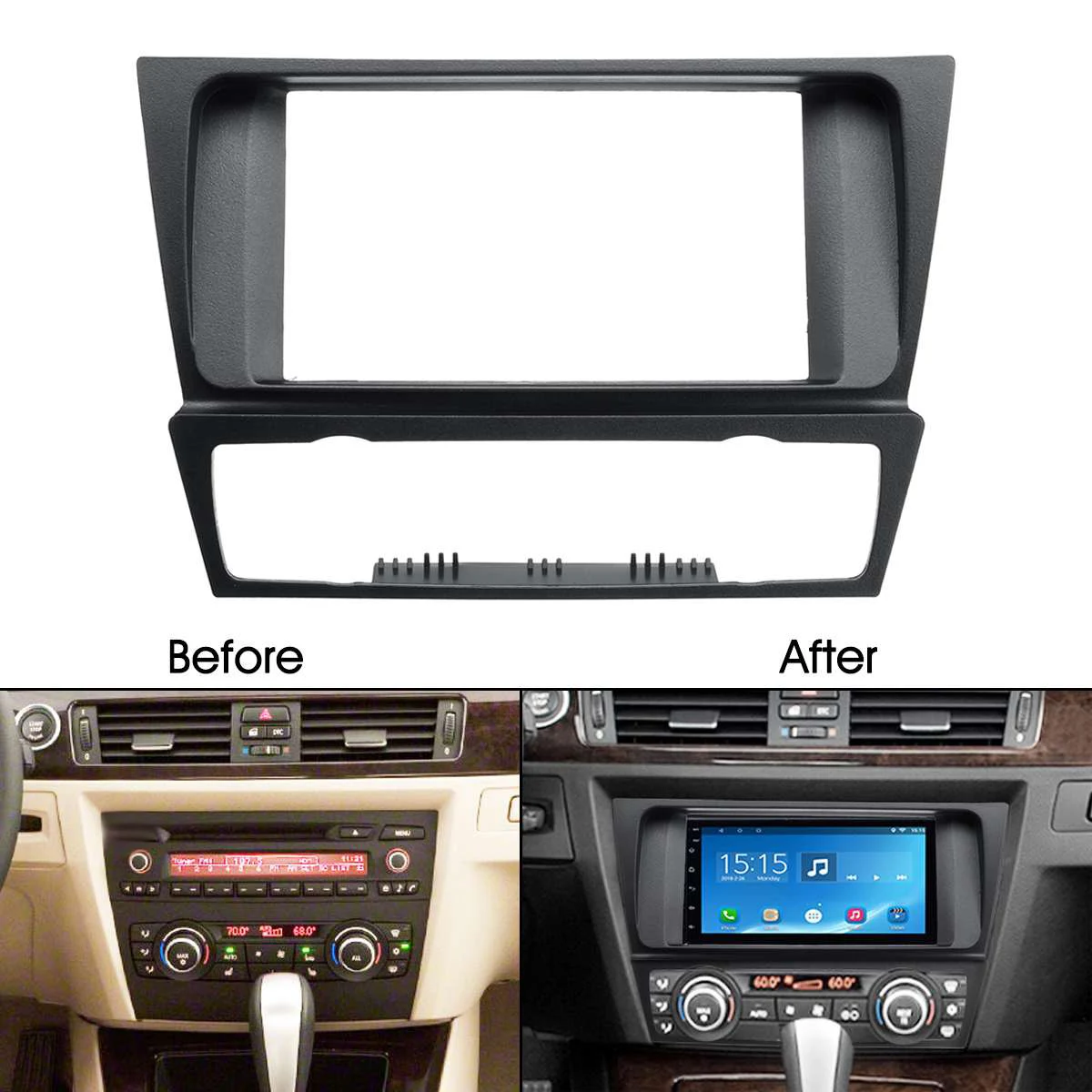 2 Din Radio Audio Fascia Fascias Panel Plate Frame DVD CD Dash Dashboard Cover for BMW 3 Series E90 E91 E92 E93 2005 - 2012