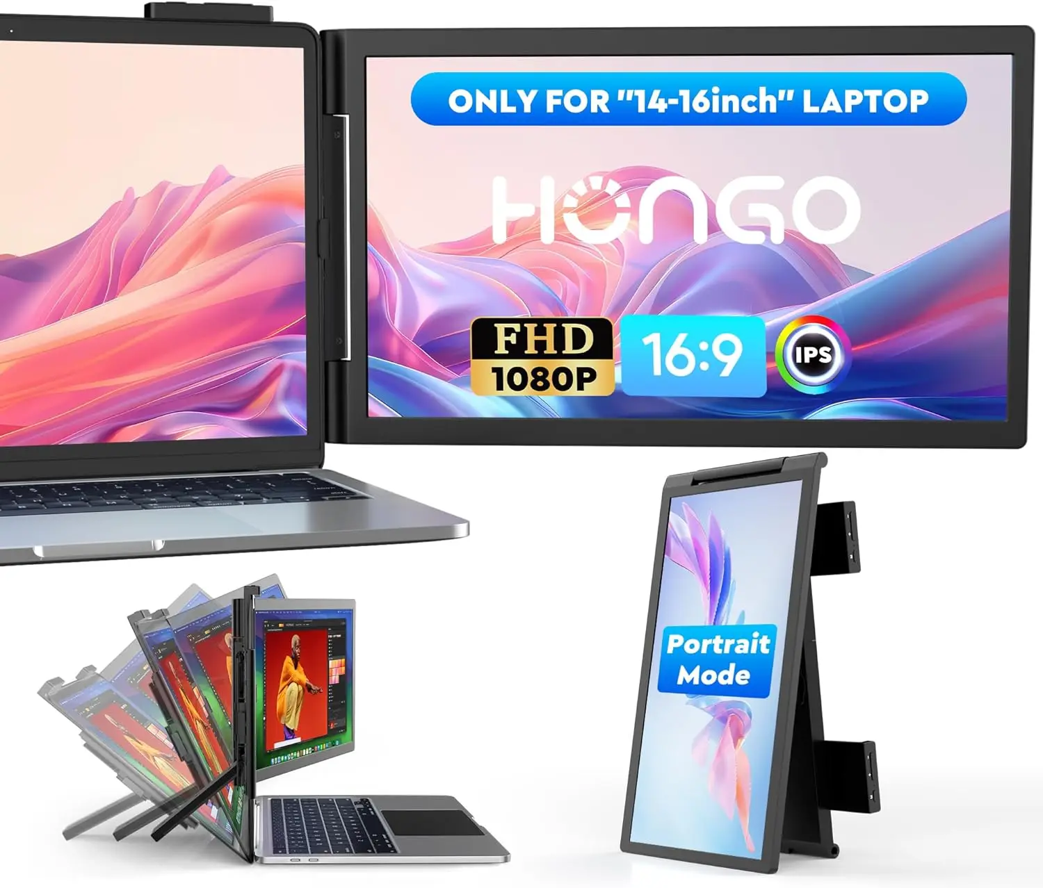 

14-дюймовый FHD IPS-монитор с двумя экранами для ноутбуков, USB-C/HDMI, Plug & Play, портативный монитор для Windows/Mac/Android