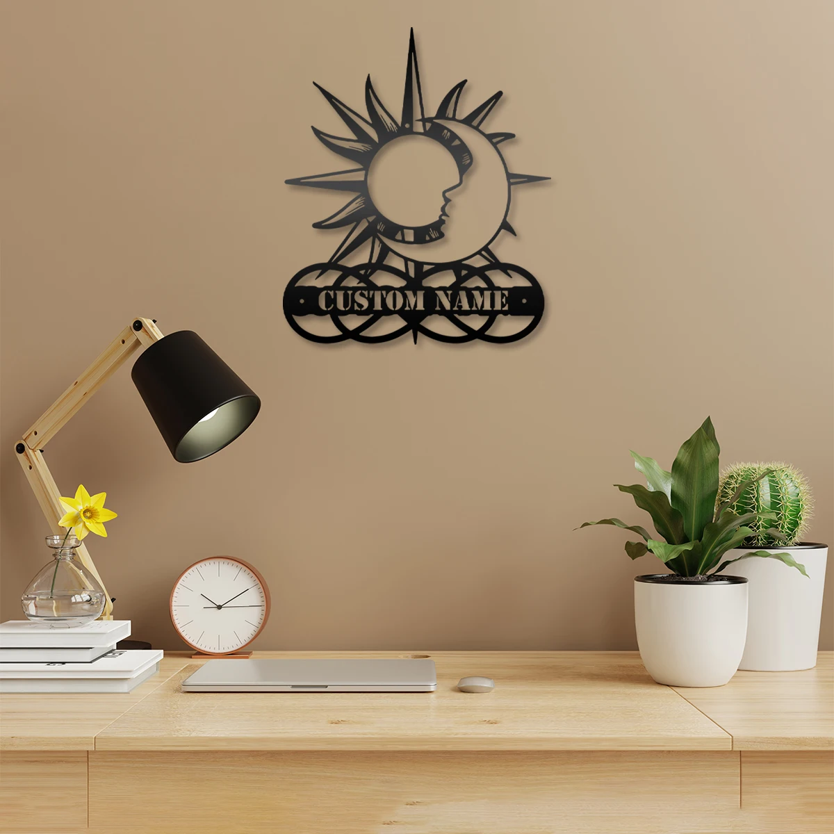 

1pc sun moon dazzling creative Custom Name Iron Wall Signs Iron Wall Plaque For Home Decor Living Room Bedroom