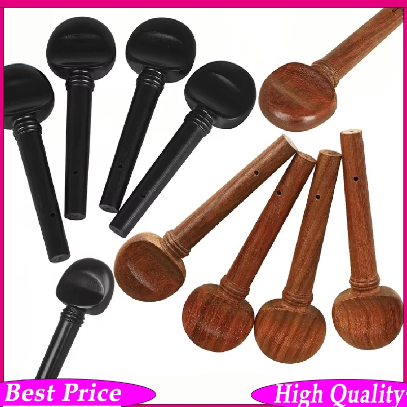 4/4 Violin Tuning Pegs Set Antique Style Hand-Carved Rosewood/Ebony Smooth Surface Replacement Accessories for Violin