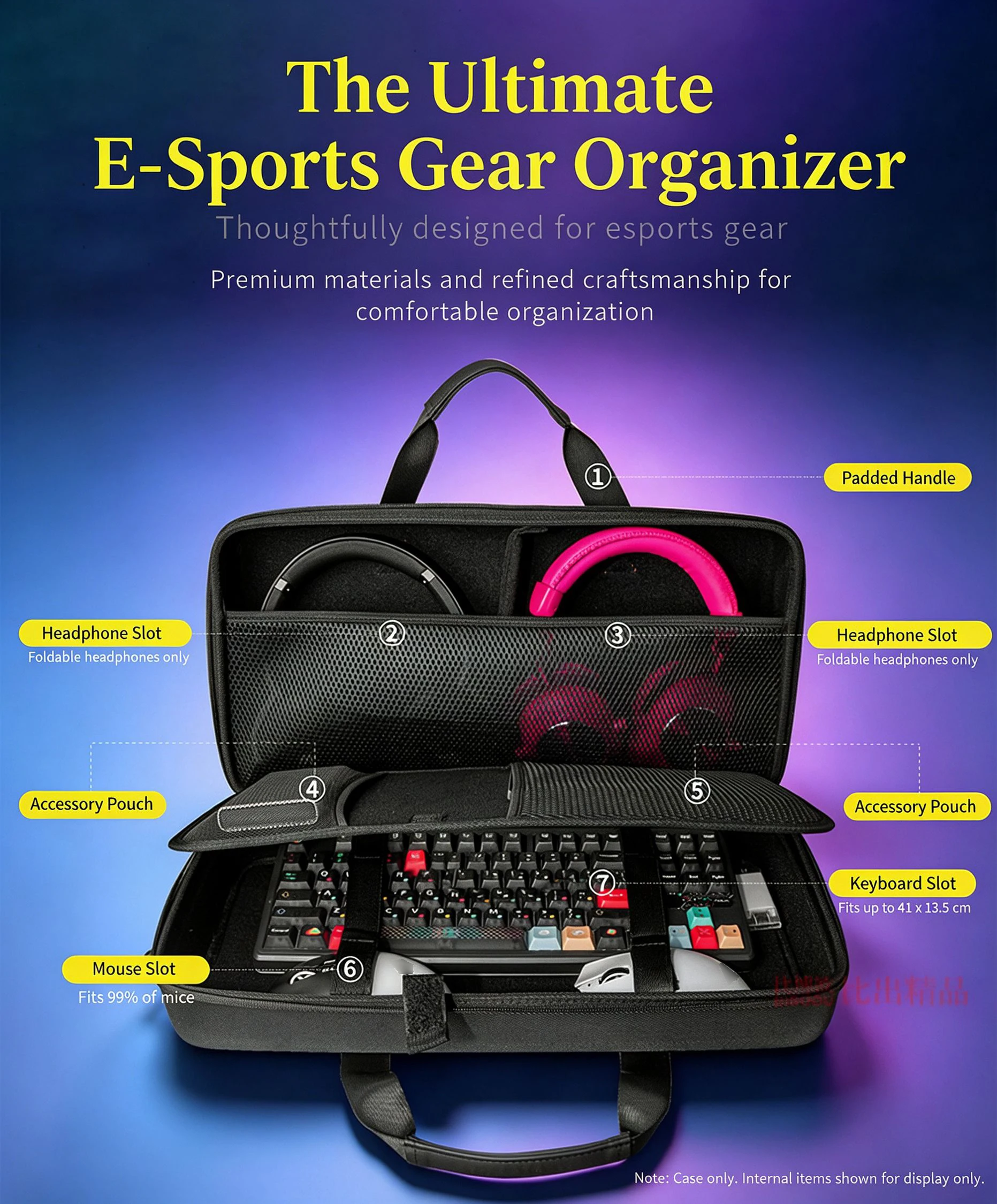 Hard EVA Storage Bag for 87-Key Keyboard, Mouse, Headphones Tablet Box Portable for Logitech Esports Peripherals Carrying Case