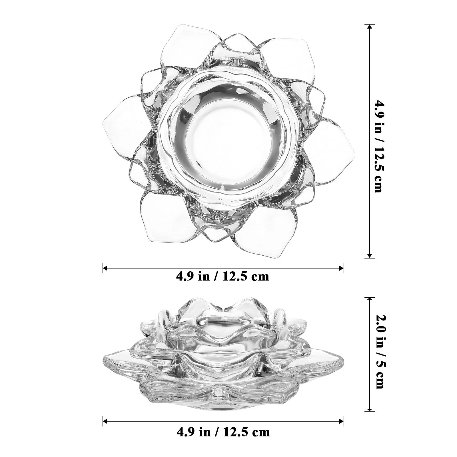 

4Pcs Glass Lotus Flower Holders Crystal Clear Tealight Candlestick Elegant Table Home Wedding Decoration