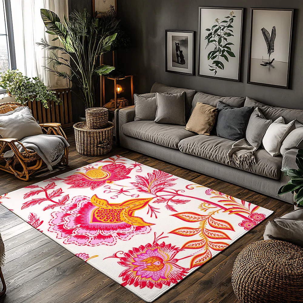 

Floral Area Rug Vintage Persian Style Home Decor Non-Slip Living Room Carpet Bohemian Chic Floor Mat Modern Design Bedroom Rug G
