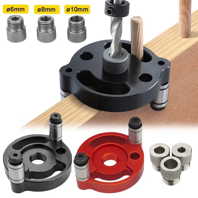 

NEW Upgraded Self-Centering Dowelling Jig 6/8/10mm Vertical Pocket Hole Jig Hole Puncher Locator Drill Guide Tools for Carpentry