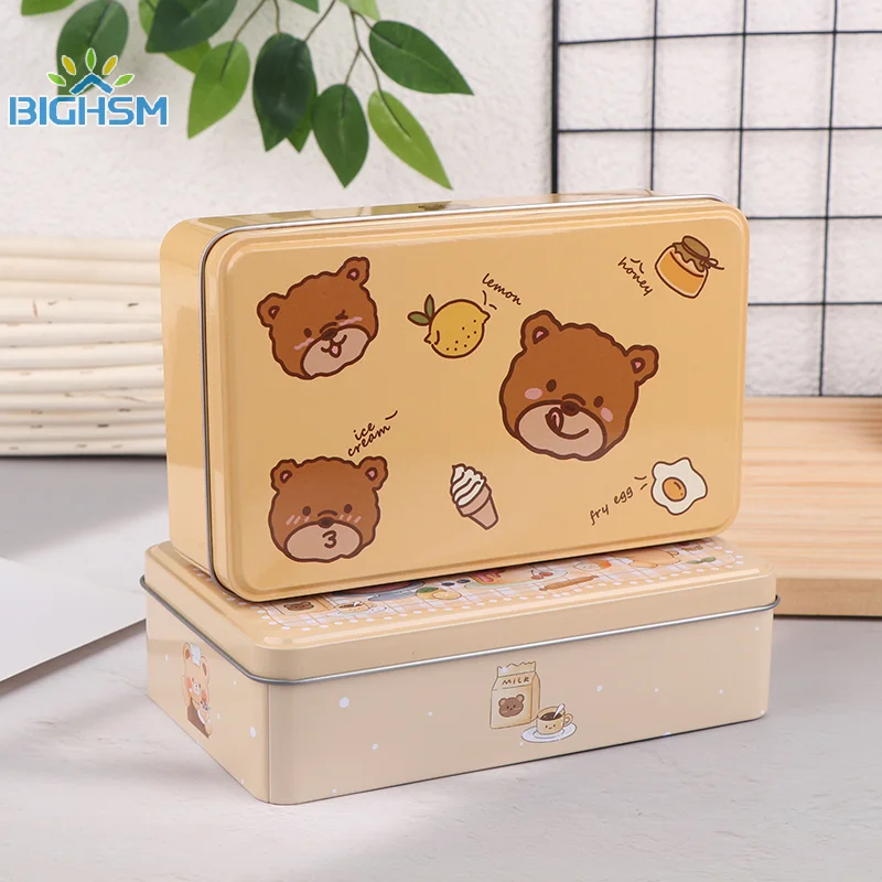 Caja rectangular de hojalata navideña, cajas de almacenamiento de regalo, caja vacía para galletas y dulces, regalo de fiesta de Navidad, estuche organizador de artículos diversos, 1 ud.