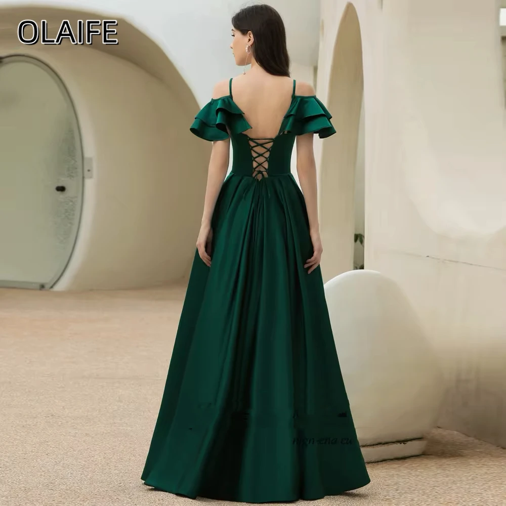 Olaife-Vestido largo de satén hasta el suelo, prenda de noche con corsé en la espalda, Estilo Vintage, para baile de graduación, novedad