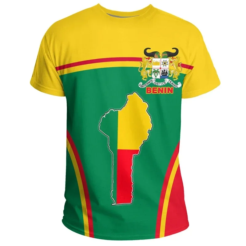 

The Republic of Benin Flag Football Jersey African Benin National Day Graphics T-shirts 3D Printed Fashion Short Sleeve T Shirt