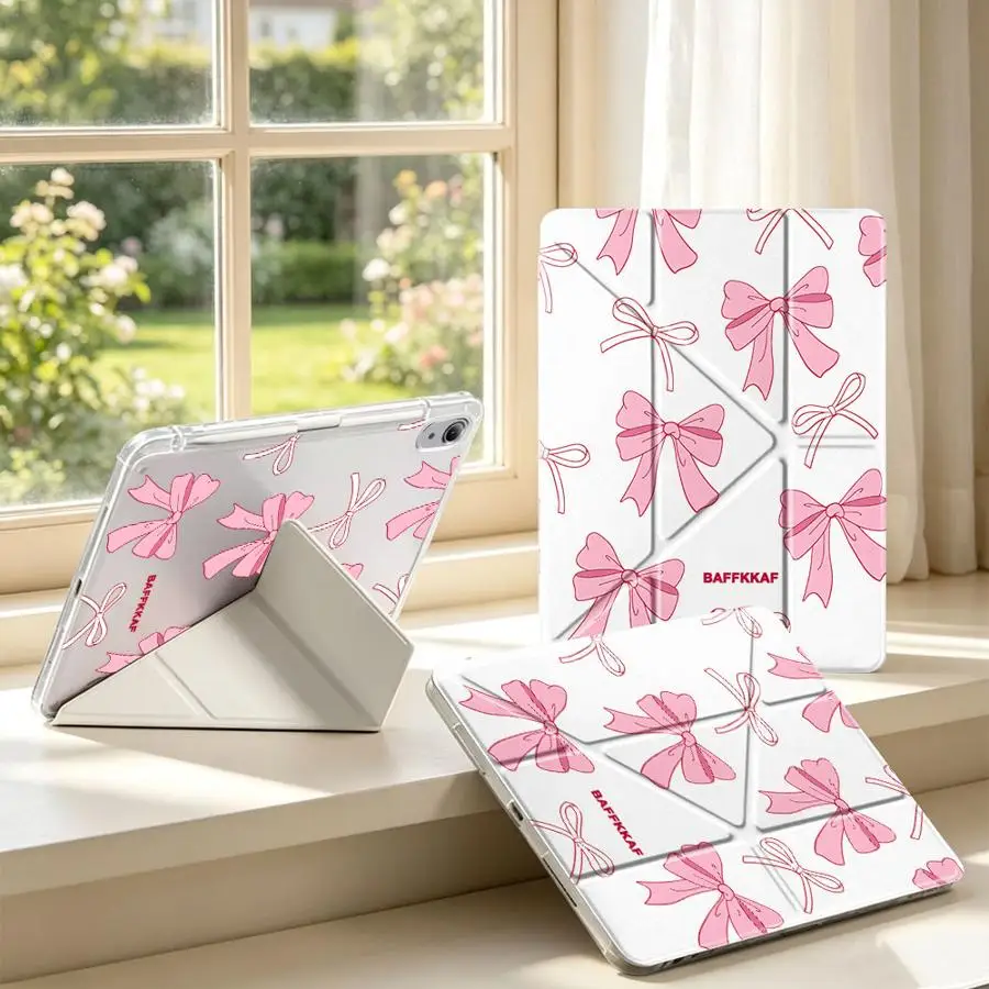 Sweet Pink Bow Tablet Case For Samsung Galaxy Tab S7 FE S8 A9 Plus S10 Lite A8 S9 Plus A11 With Pen Slot Cover