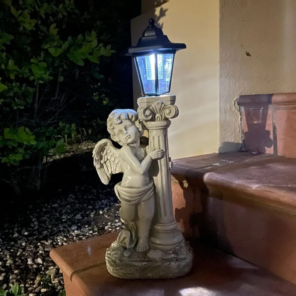 

Angel Statue with Solar Light 19.7 Inches, Outdoor Solar Angel Garden Statue with Roman Columns