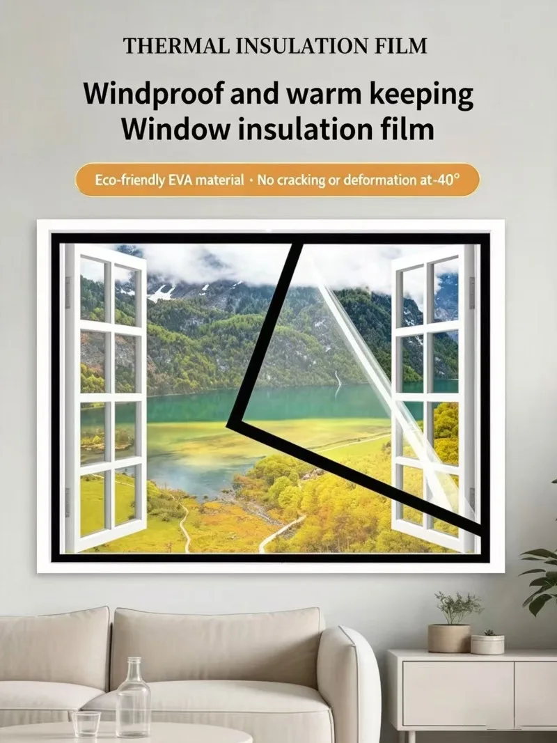 Winter Window Windproof and Heat-Retaining Film, Sealed Plastic Cloth, High-Definition Transparent Windproof Curtain,
