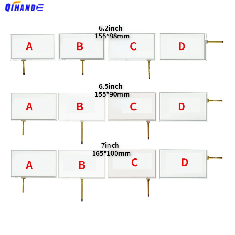 10Pcs/Lot 4 Wire Resistive Touch Screen Glass 155*88mm 6.5Inch 7inch Digitizer For HSD062IDW1 A01 TM062RDH03 PW062XS1 AT065TN14