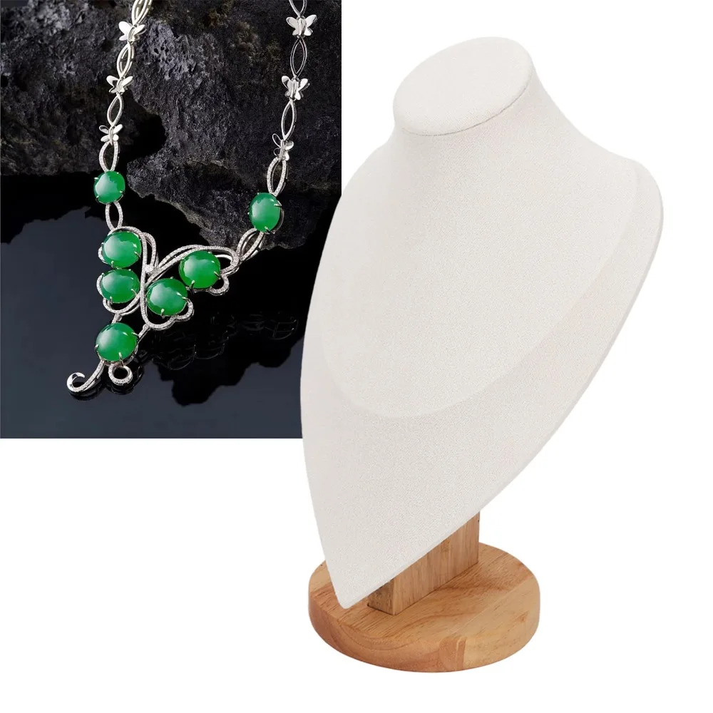 Scratch Proof Leather Necklace Bust Holder 19 x 11.5 x 29cm Beige Jewelry Display Stand Chain Jewelry Bust Store Window Display