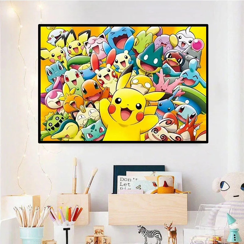 

Cartoon Pikachu Diamond Painting Multi-size 5D Full Drill Sticking Drill Embroider Room Decoration Draw Handiwork Material Pack