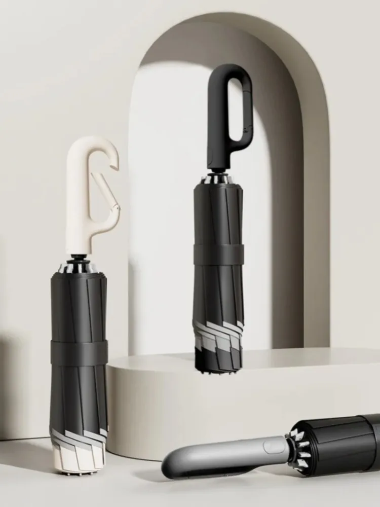 

Men Women Umbrella 32 Bones Automatic Reverse Folding Umbrella with Ring Buckle UV Sun and Rain Umbrellas for Car Travel