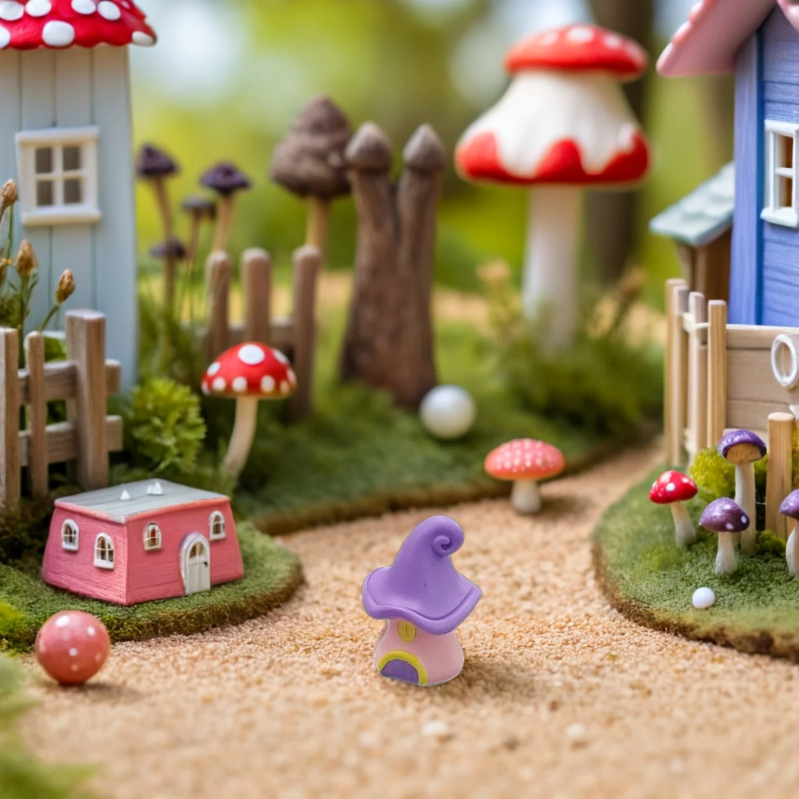 

16pcs Mini Mushroom House Resin Fairy Garden Statues Tiny Dollhouse Decor For Terrarium Plant Pot Outdoor Diy Craft Mushroom