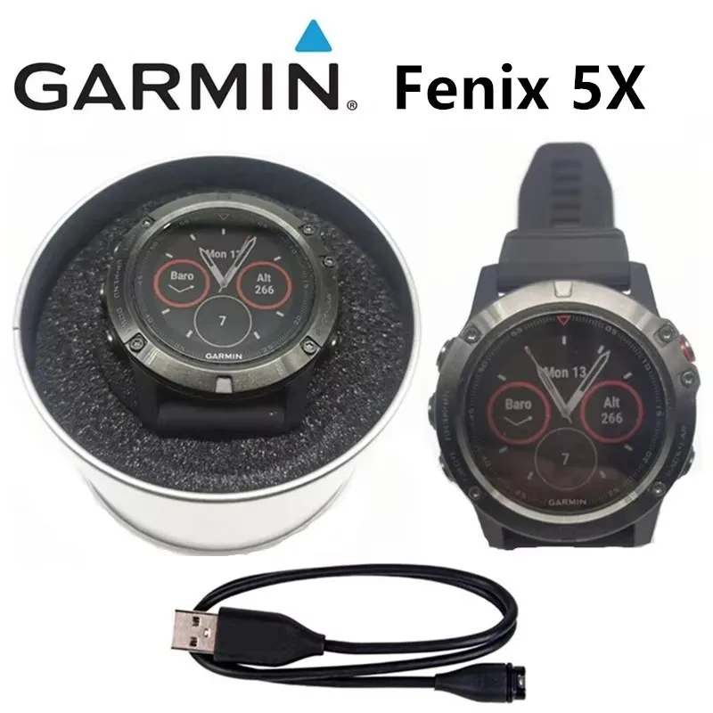 Original Garmin Fenix 5X GPS Blood Oxygen Heart Rate Outdoor Sports Watch No Box 95% New International Multilingual