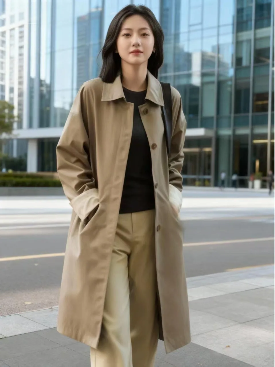 Jaet – manteau d'extérieur polyvalent pour femmes, couleur kaki, ample, décontracté, saison printemps-automne 2025, amincissant, moyen et Long