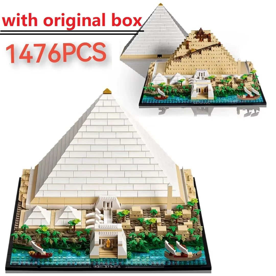 In magazzino 1476 pezzi la grande piramide di Giza modello Building Block Set compatibile 21058 mattoni assemblati fai da te giocattoli per bambini