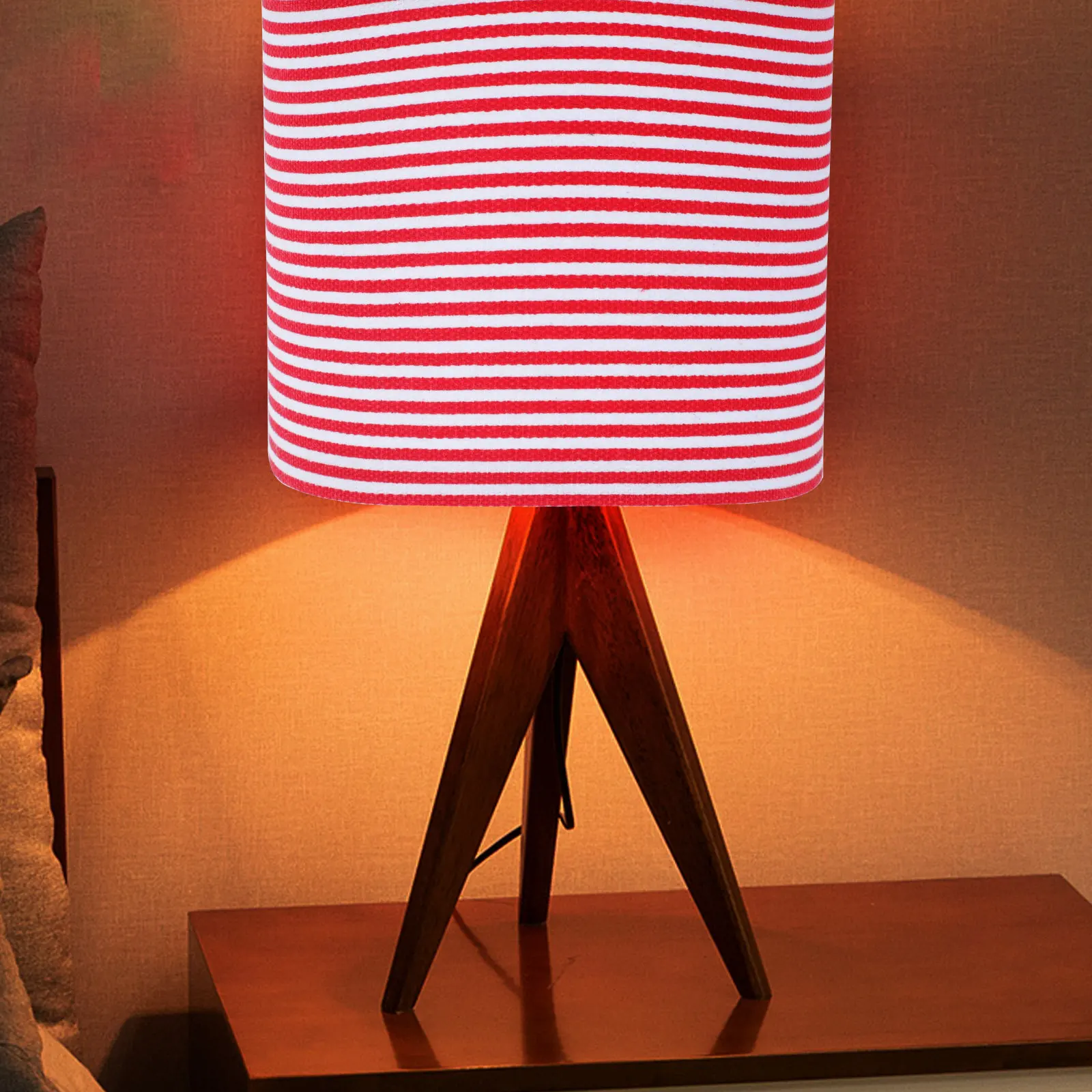 

1 шт. тканевый абажур с красно-белыми полосами, современный складной декоративный светильник для спальни, гостиной, офиса