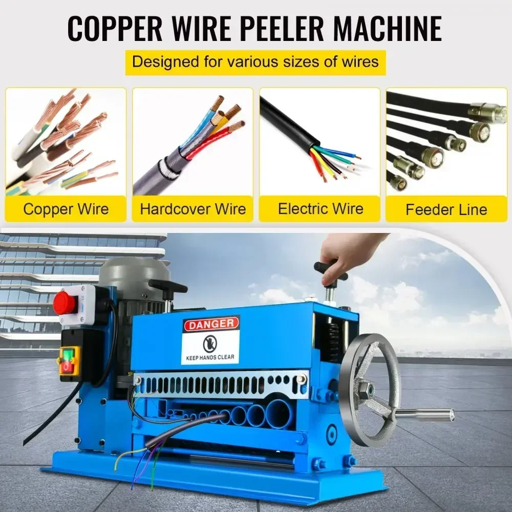 VEVOR-Pelacables eléctrico de 370W, máquina Pelacables de 1,5mm-38mm, portátil, alimentado Comercial con 10 cuchillas, 1/2HP