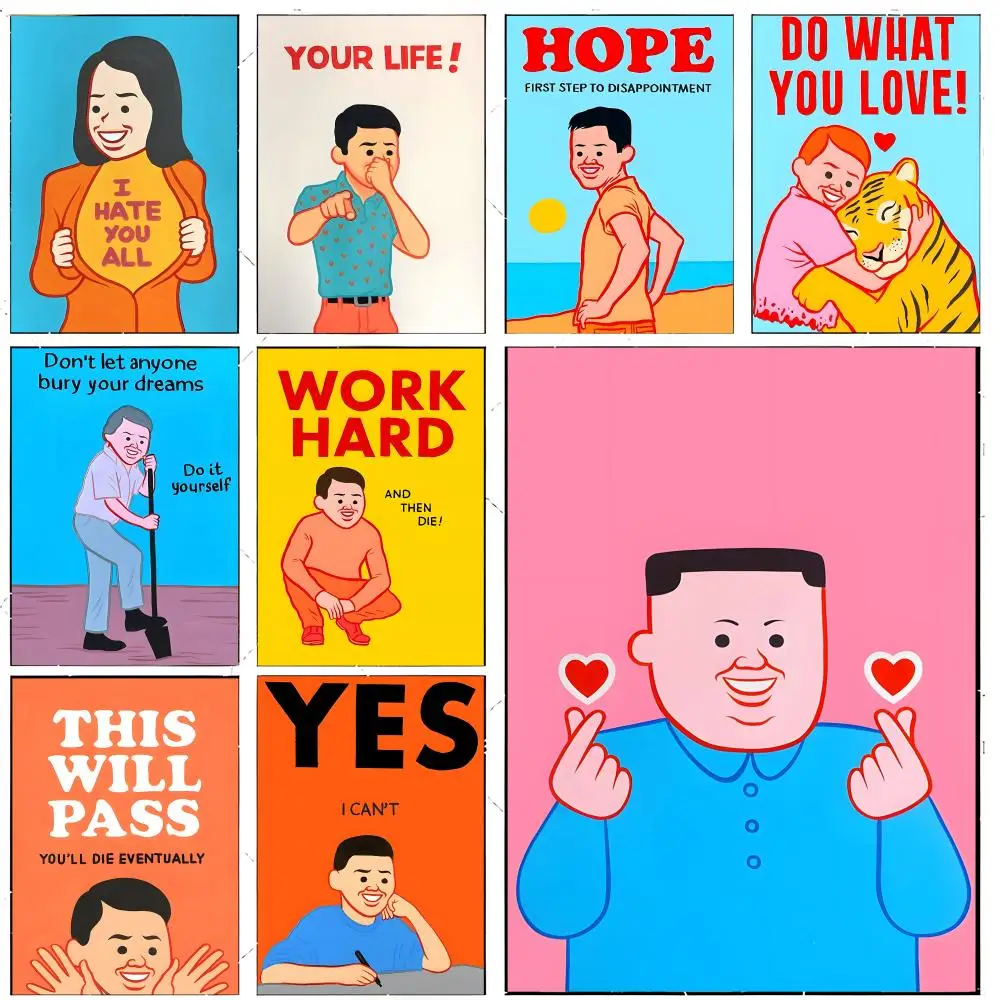 satire illustration J-Joan Cornella Poster Premium Decor Art & Gift for Household Lounge Home Ornaments