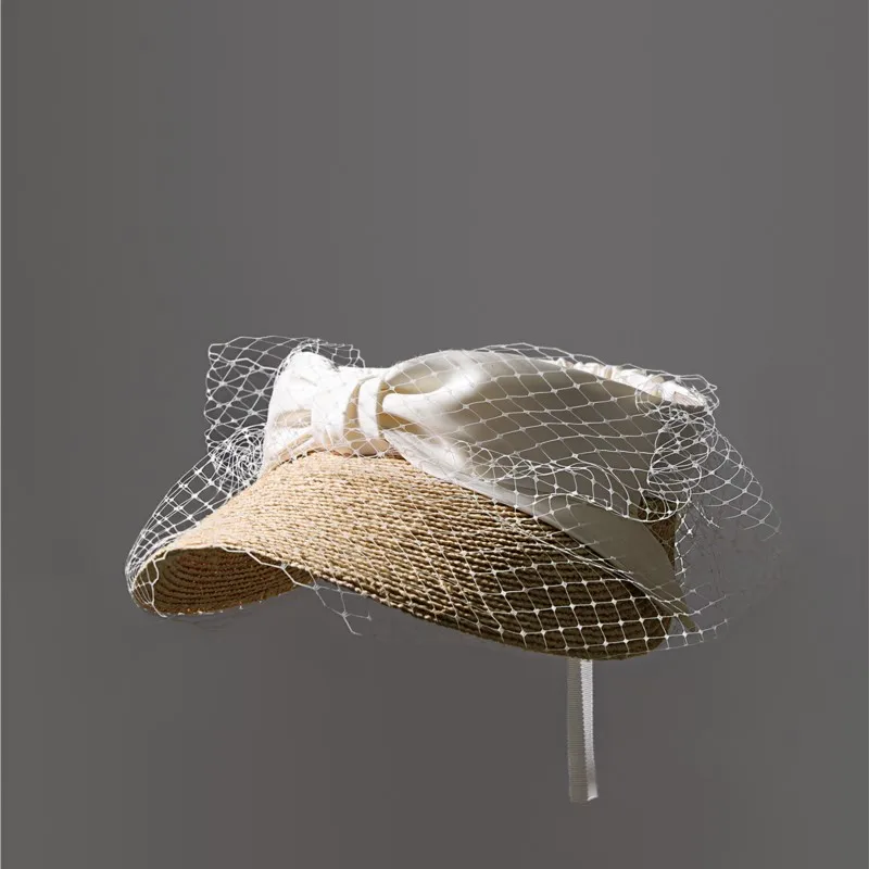 

Summer new grass empty top hat elegant net girl holiday shade