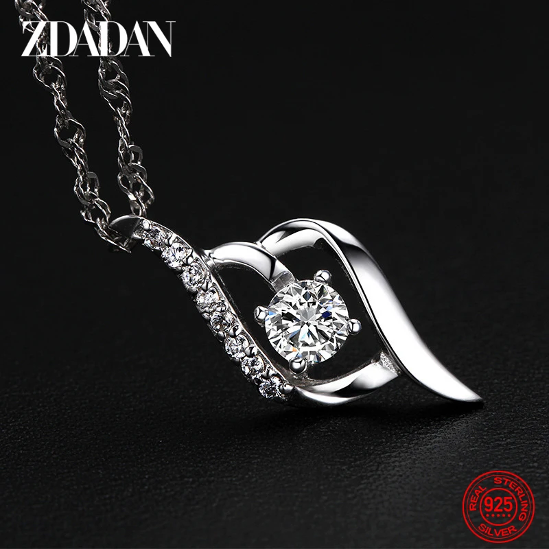 ZDADAN-collar de amatista de corazón de Plata de Ley 925 para mujer, joyería de boda de moda