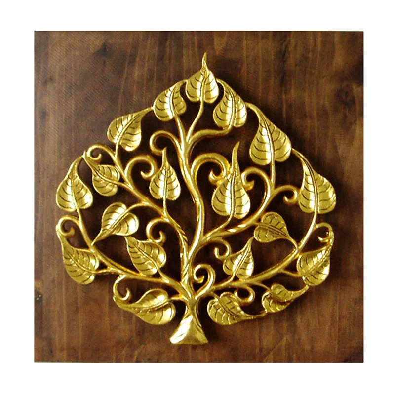 Bodhi tree wall decoration is purely handmade with gold foil and wood carving painting. The entrance, and home decoration