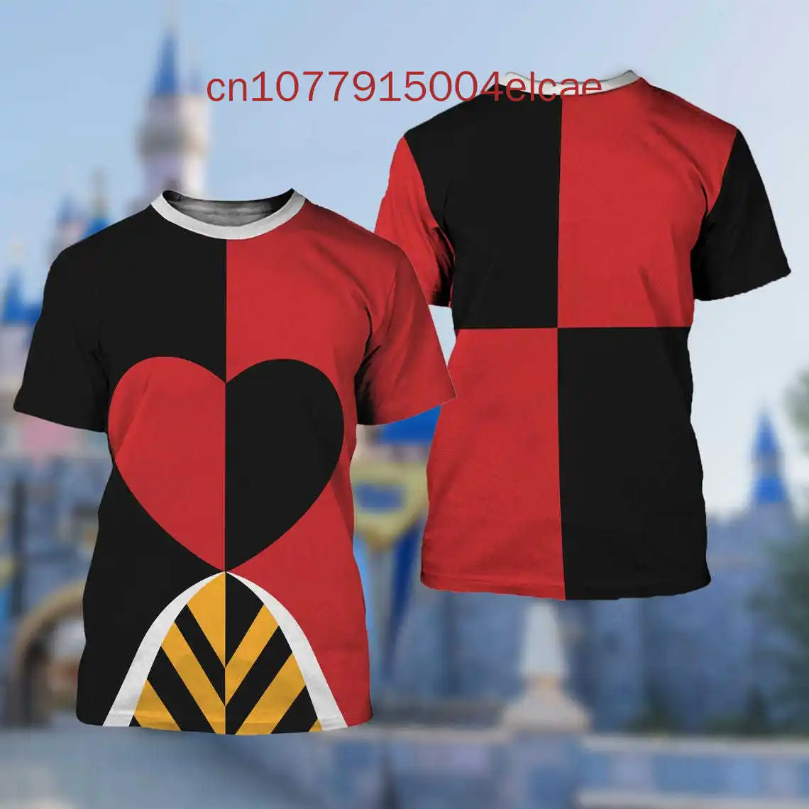

Новая футболка «Алиса в стране чудес» с 3D принтом Disney Queen Heart Leisure Street Harajuku, мужские и женские футболки с круглым вырезом