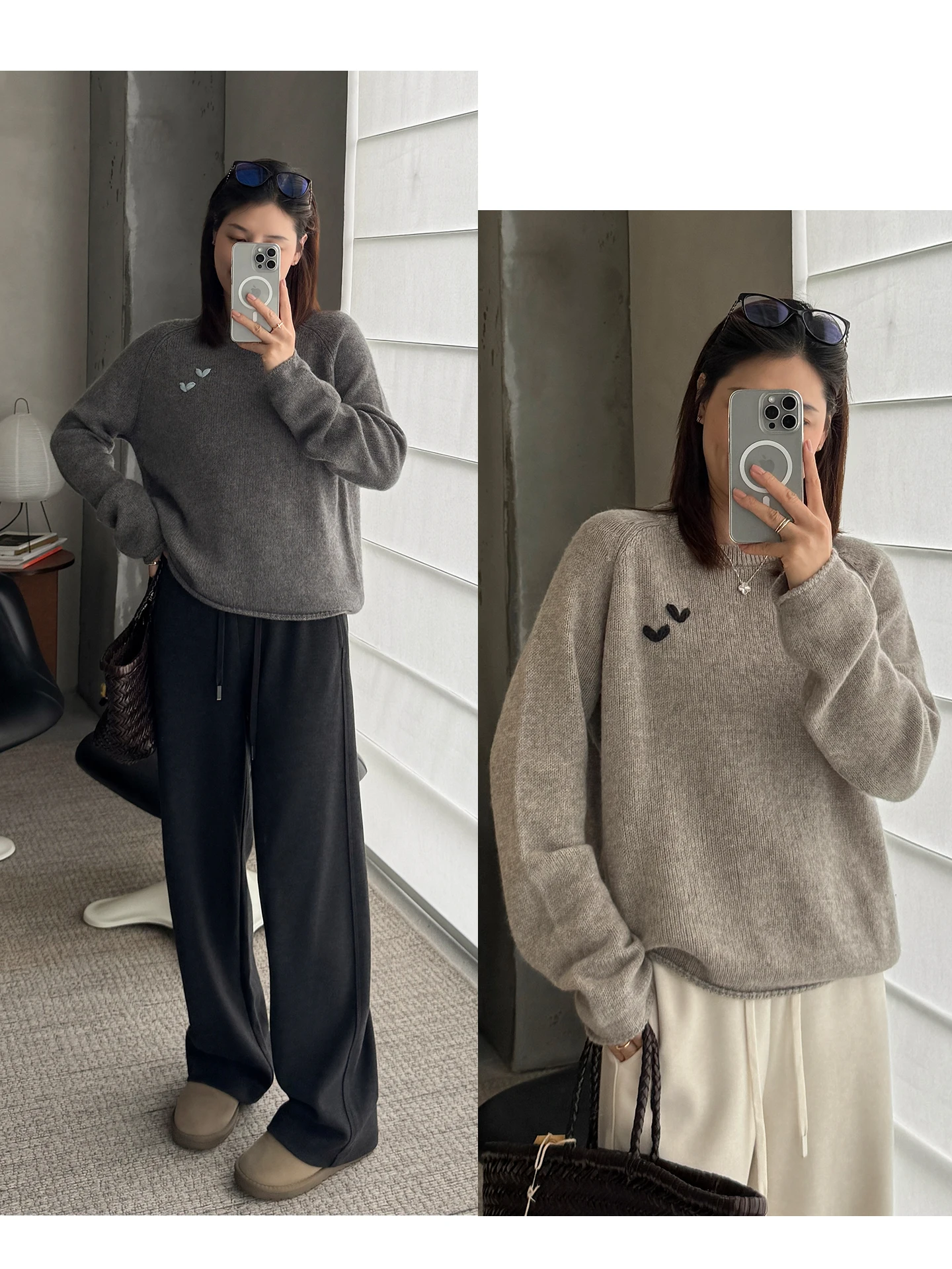 

Soft Comfortable Knitted Woolen Sweater Silk Blend eep Camere Turtlene Autumn Winter Slimming Versatile Heart Embroidery