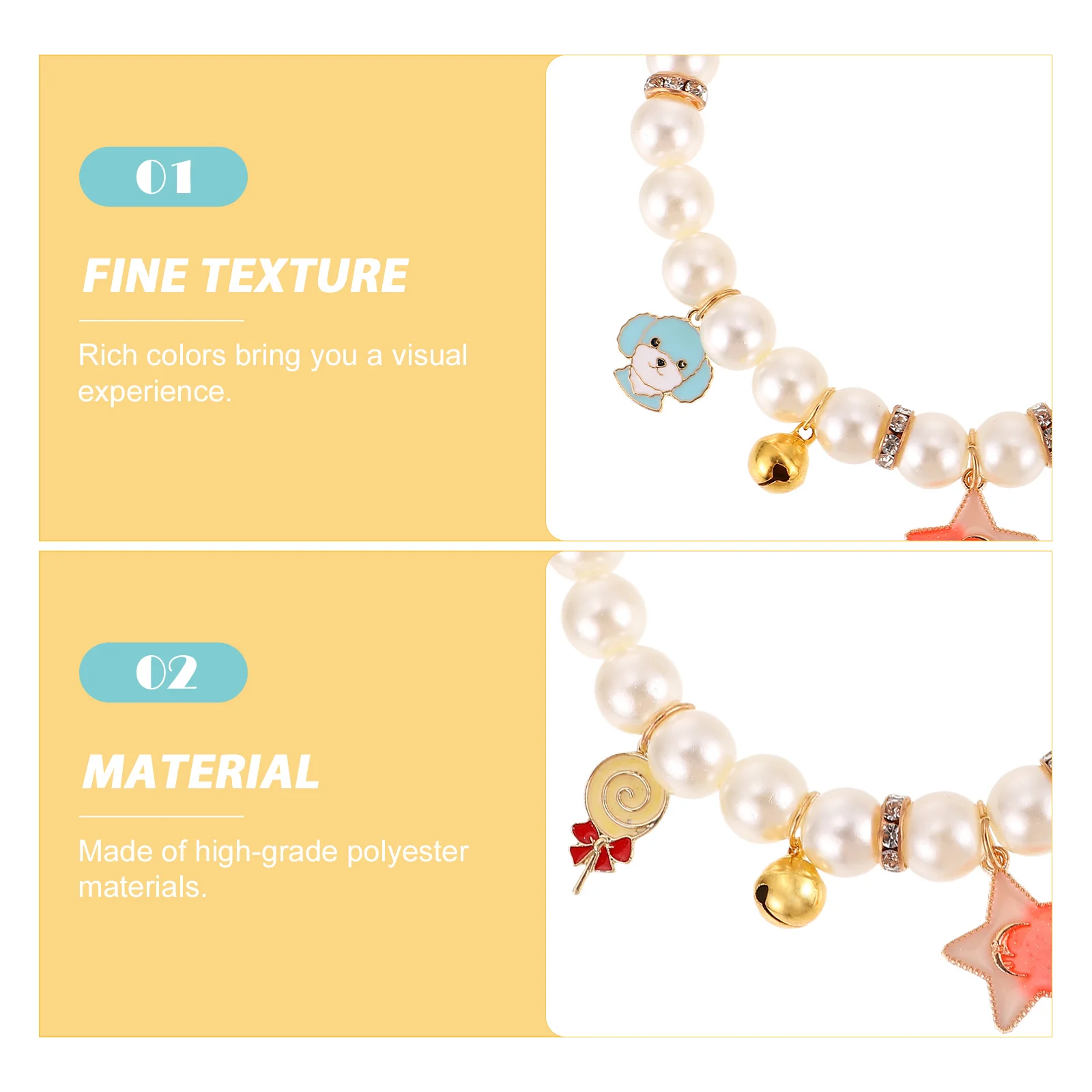 

Adjustable Kitten Decorative Neck Ring Puppy Pearl Collar Party Pet Photography Prop Comfortable Durable Light Bell Fancy