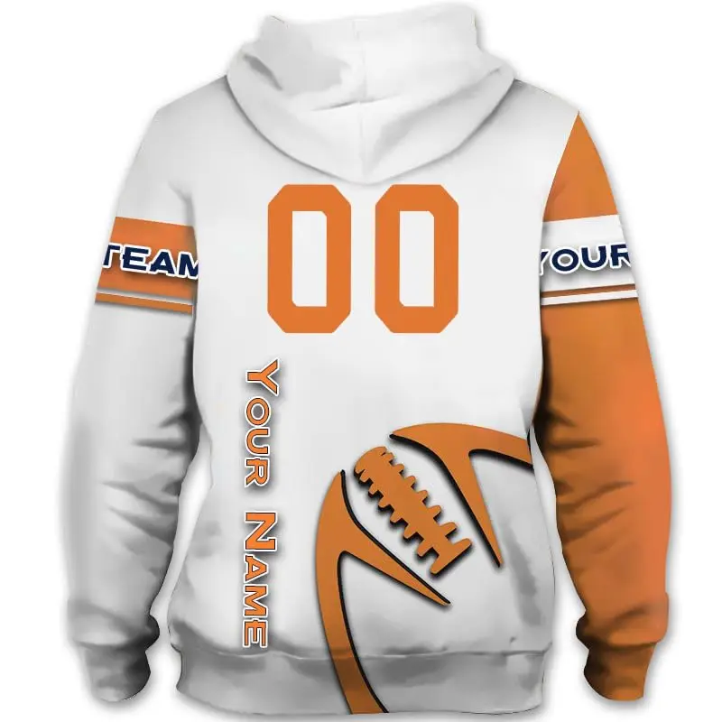 Printed Hoodies Loose Long Sleeve Tops 3D Print Sweatshirts Blank Full Zip Up Hoodie Custom Personalized Football Team Hoodie