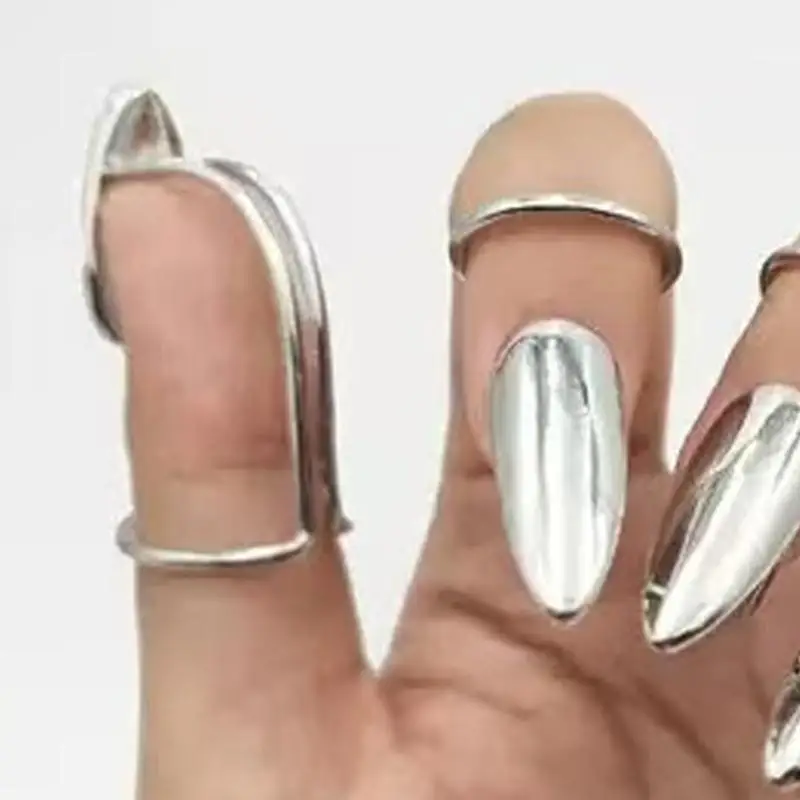 Elegant Silver Tone Copper Gothic Finger Jewelry with Adjustable Sizing for Steampunks Outfits