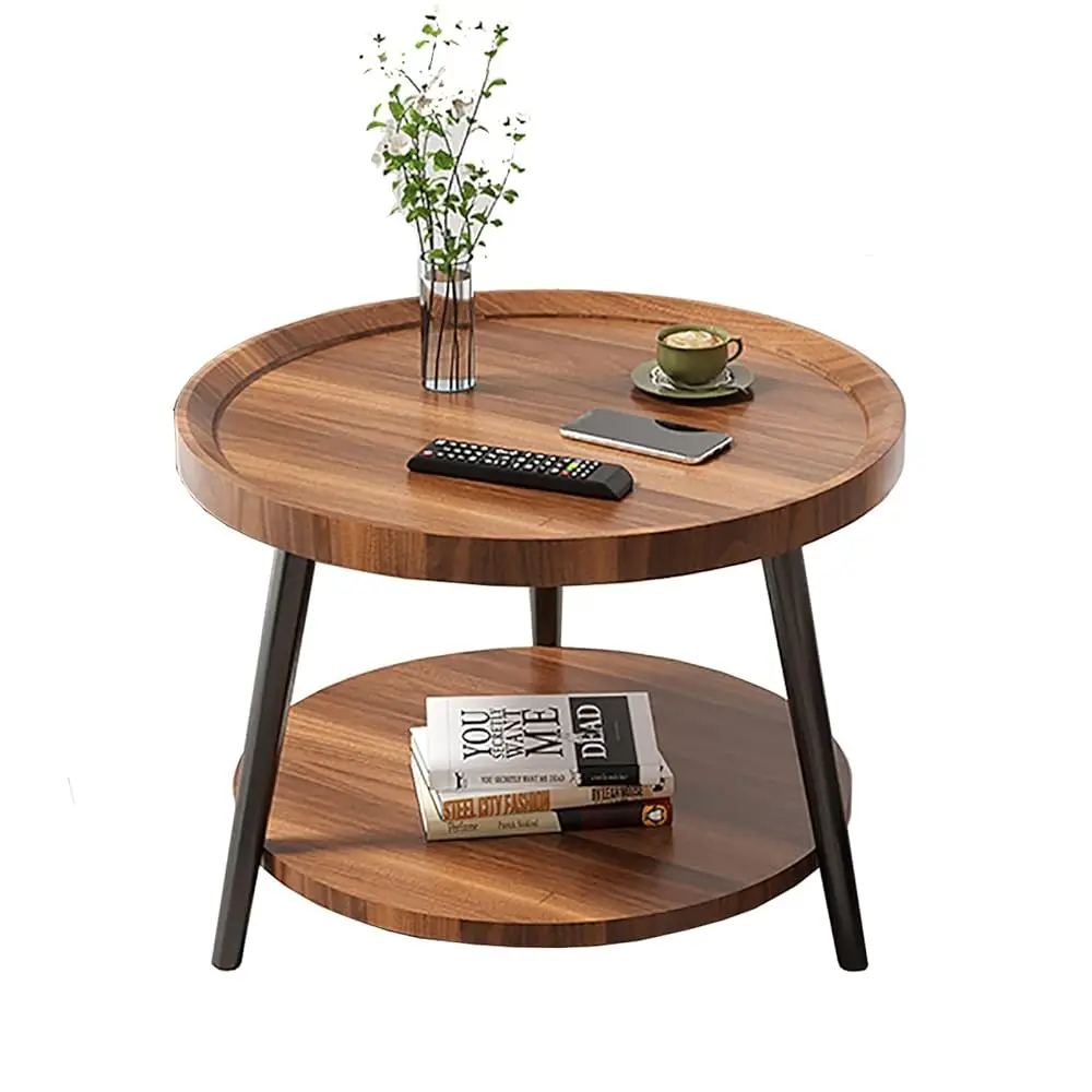 

Round Coffee Table, Modern Simple Double-Layer Sofa Side Table/Bedside Table, Corner Table In Balcony Living Room, Tea Table
