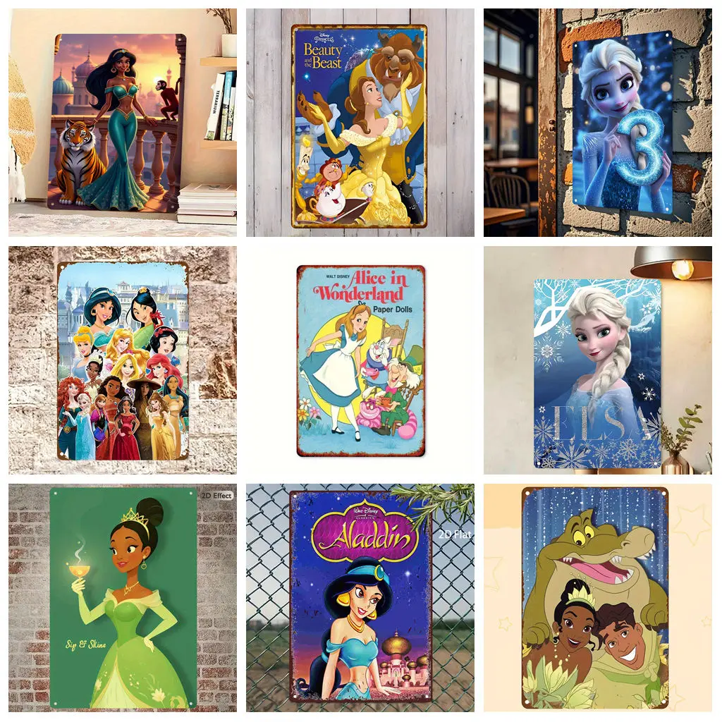 

Miniso of Disney Princess Tin Art Metal Signs wall decor Tin Signs Captain Metal Poster Decor for Bar Pub Club Wall Decoration