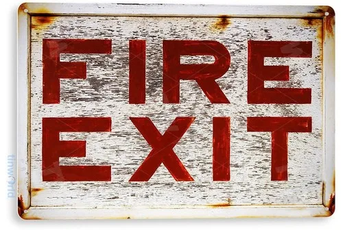TIN SIGN Fire Exit Rustic Metal Décor Art Kitchen Store Farm Ranch Bar A368 --Tin Sign