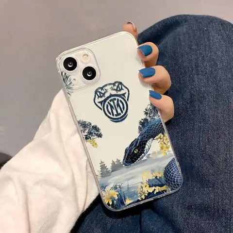 1pc I-Inter M-Milan 117th Luxury Transparent Phone Case For IPhone 17 16 15 Pro Max 14 13 12 11