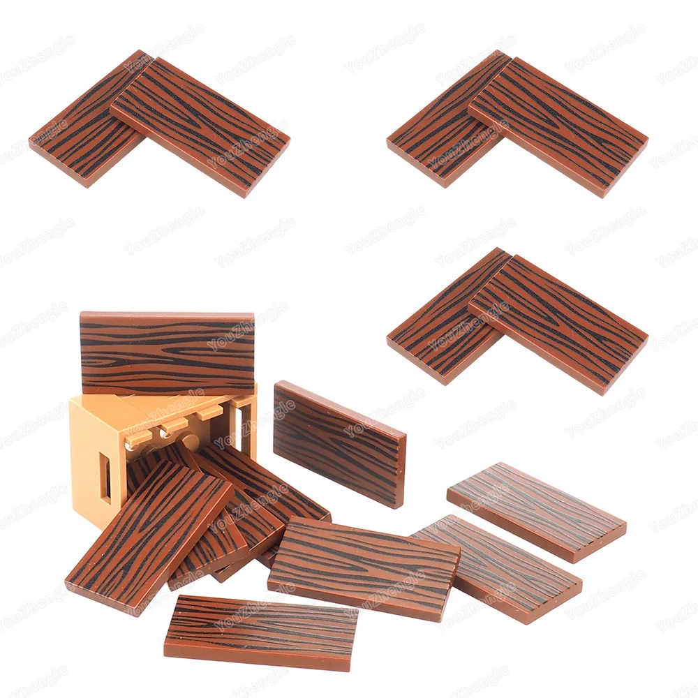 나무 질감 프린트 패턴 블록 87079 타일 베이스 2x4 부품 87079 조립 MOC 피규어 하우스 장면 모델 선물 소년 장난감