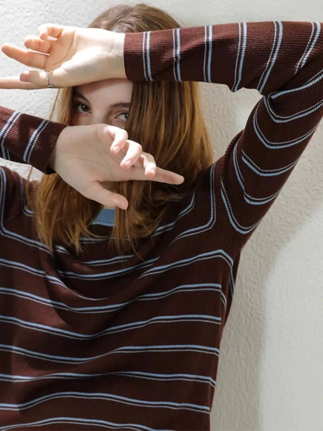 

Женские вязаные топы контрастного цвета в стиле ретро, осень-зима 2023, женские полосатые джемперы с круглым вырезом, женские свитера с длинными рукавами, топы